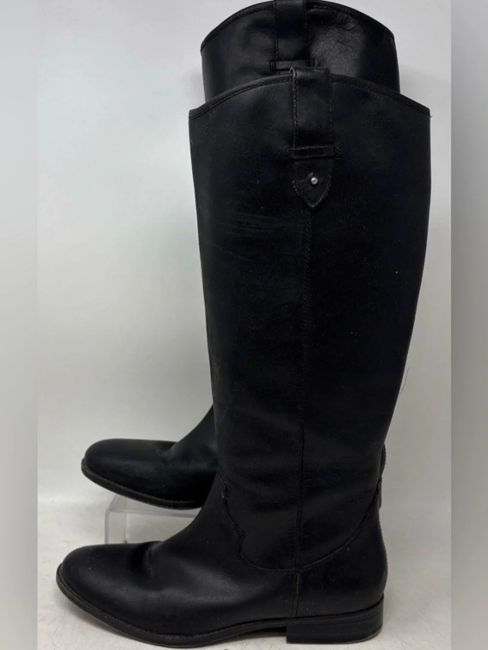 Frye, Melissa Button 2 Black Leather Riding Boots Sz 8.5